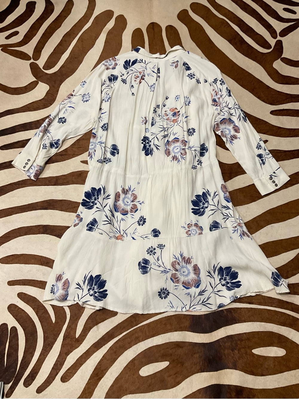 Free People Floral Print Button Down Drawstring Waist Mini Dress Size XS - Picture 2 of 7